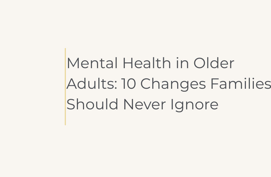Mental Health in Older Adults